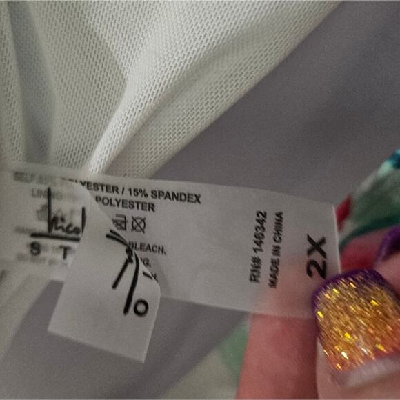 Nicole Miller Floral Twisted Bandeau Swim Dress Suit Plus Size 2X‎ 3X New - Picture 9 of 10